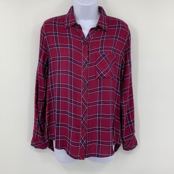 Rails Hunter Merlot Navy White Button Up Plaid Shirt Sz XS - Picture 1 of 8